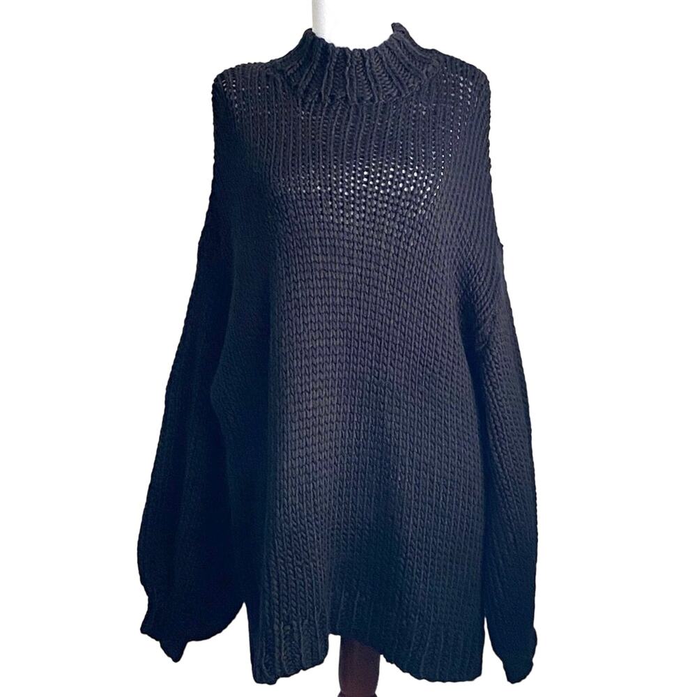SHOW ME YOUR MUMU Jude Wool Sweater XL Chunky Knit Balloon Sleeve Oversized Boho - Picture 4 of 15